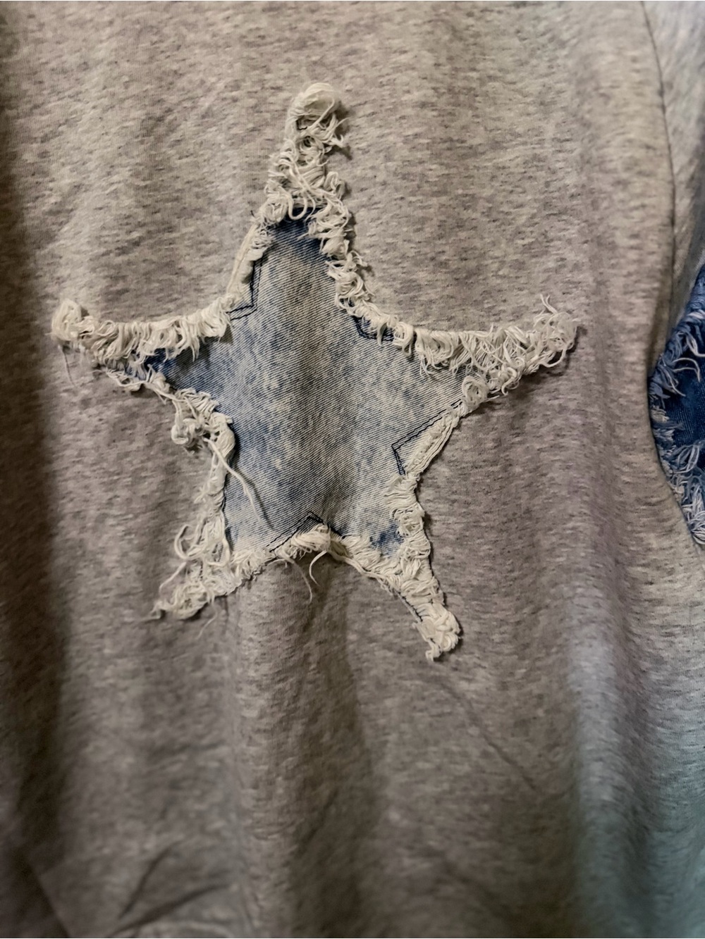 BiBi Light Gray Short Sleeve Sweatshirt with Pink Star Accents - Picture 2 of 3